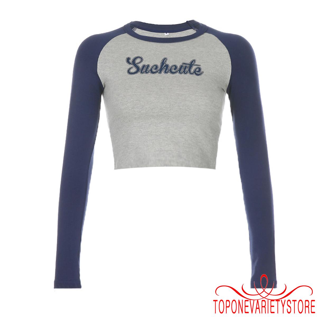 Áo Crop Top Tay Dài in Chữ Kiểu Raglan Thời Trang Dành Cho Nữ | BigBuy360 - bigbuy360.vn