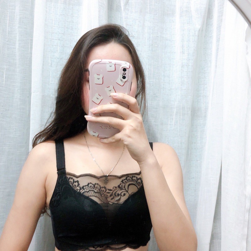 Áo lót nữ dáng bra su đúc phối ren mềm nâng đẩy ngực chống sa trễ(V-11D)