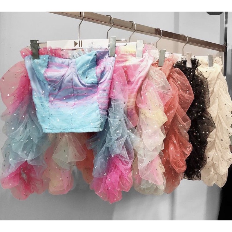 [Thanh Lý] Áo crop bling bling tiểu thư