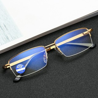 Kính lão thị viễn thị TITAN gọng màu vàng gold doanh nhân sang trọng nửa viền hàng Nhật cao cấp tặng hộp  KV5PUNIQUI