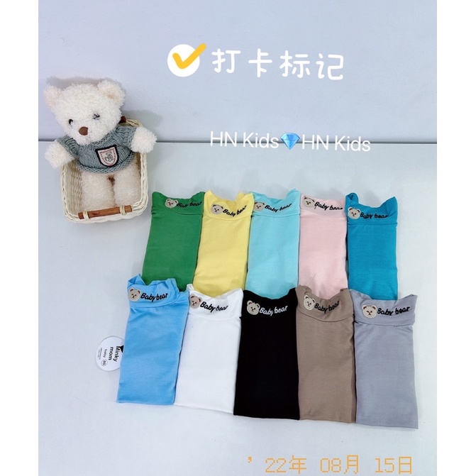 SIZE ĐẠI 18-30kg: Áo thun giữ nhiệt thêu gấu cổ 3 phân ấm áp ngày thu đông cho bé trai bé gái - AGNTG
