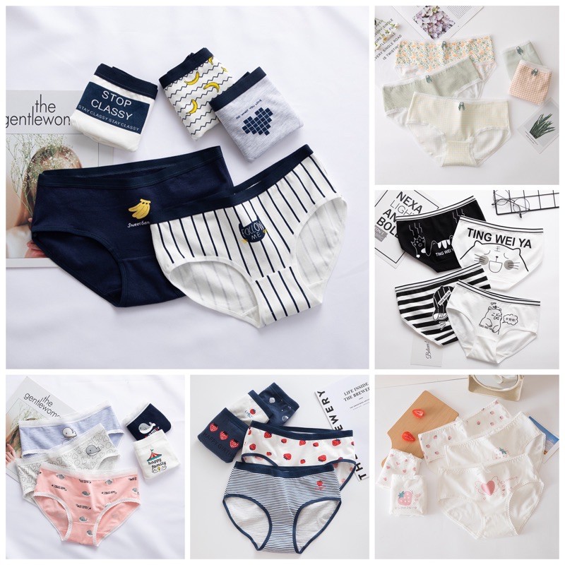 [Che Tên] [Hàng Hot] SET 5 Quần Lót Cotton Cute Dễ Thương Combo 5 Quần Chip Cạp Thấp Nâng Mông Thông Hơi TOPBRA | BigBuy360 - bigbuy360.vn