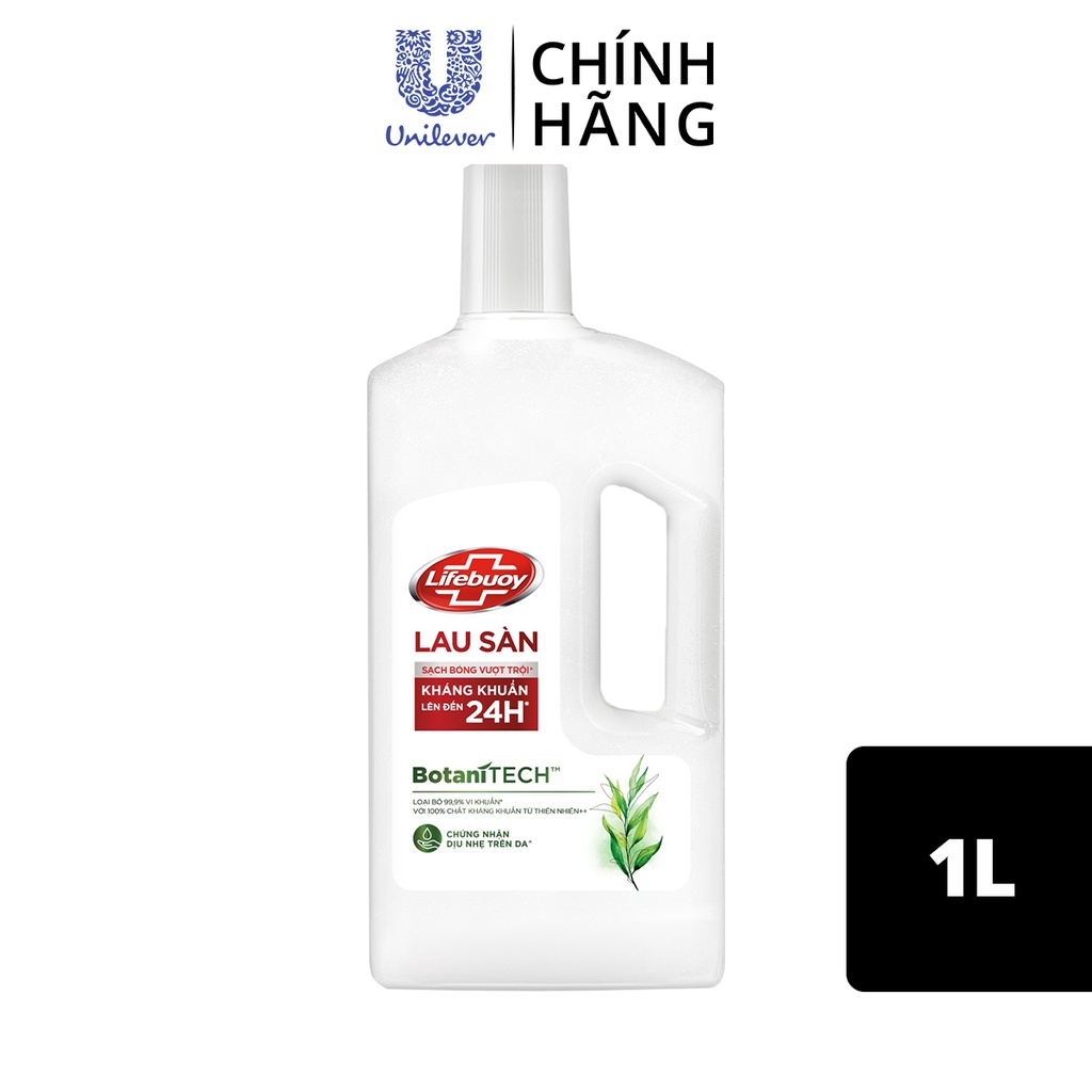 Nước Lau Sàn Lifebuoy BotaniTECH Hương Tràm Trà & Khuynh Diệp Chai 1L