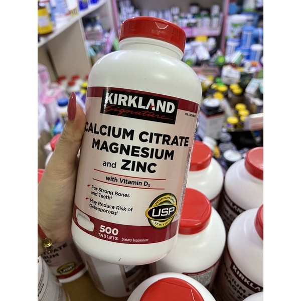Calcium citrate zinc kirkland canxi zinc500 viên mỹ