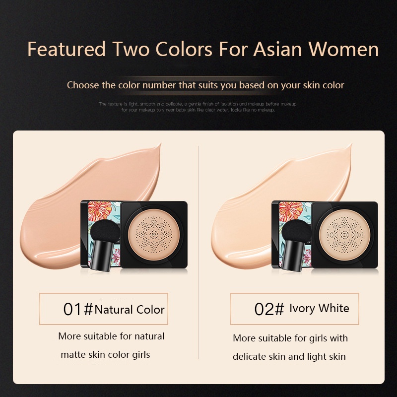 Phấn Nước Air Cushion Bb CC Cream Che Khuyết Điểm Làm Trắng Và Đều Màu Da Với Mút Tán Hình Đầu Nấm Tiện Dụng
