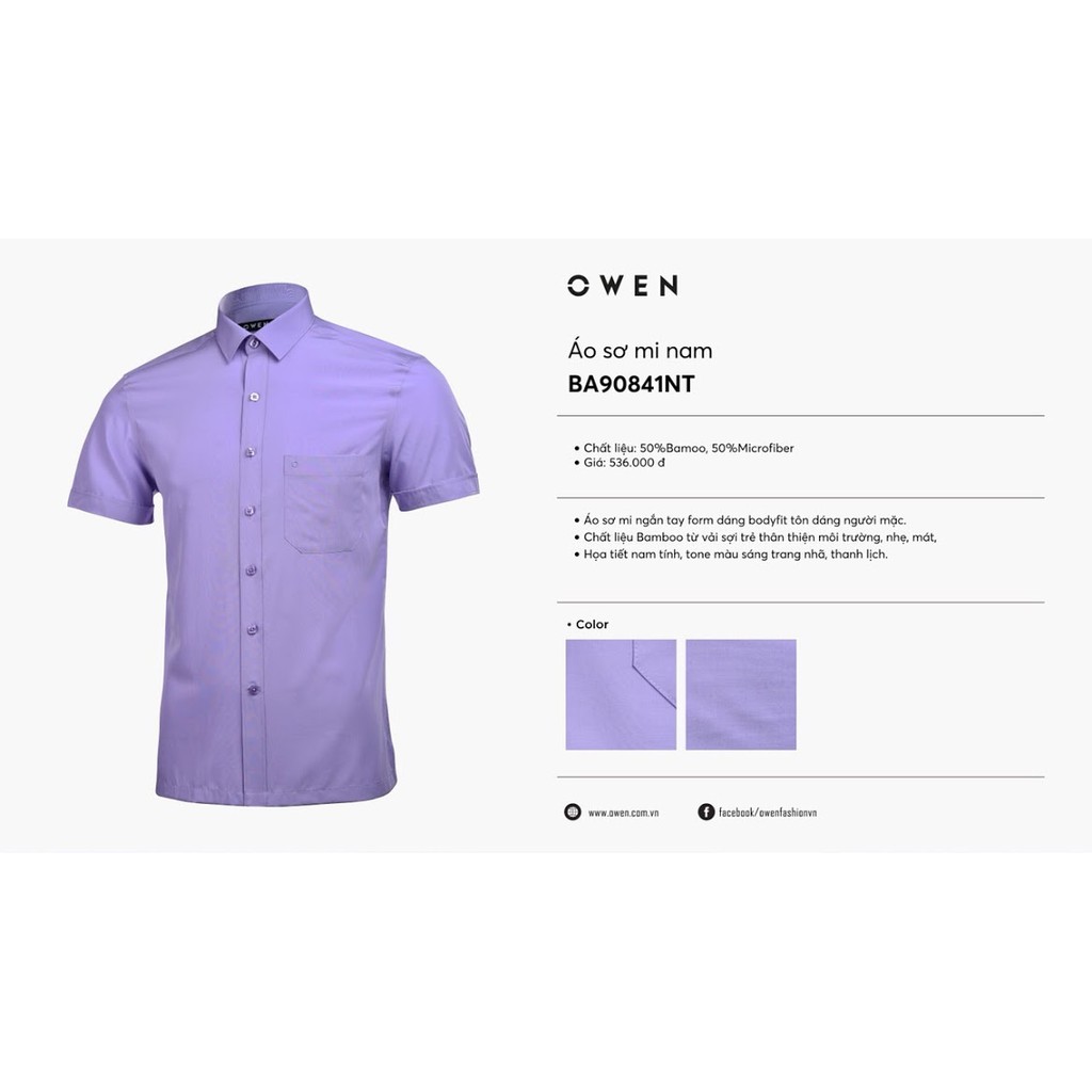 Áo Sơ mi cộc tay OWEN chính hãng - BODY FIT