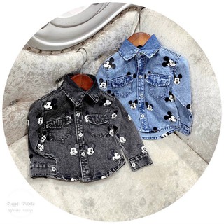 Áo sơ mi jean mickey cho bé trai