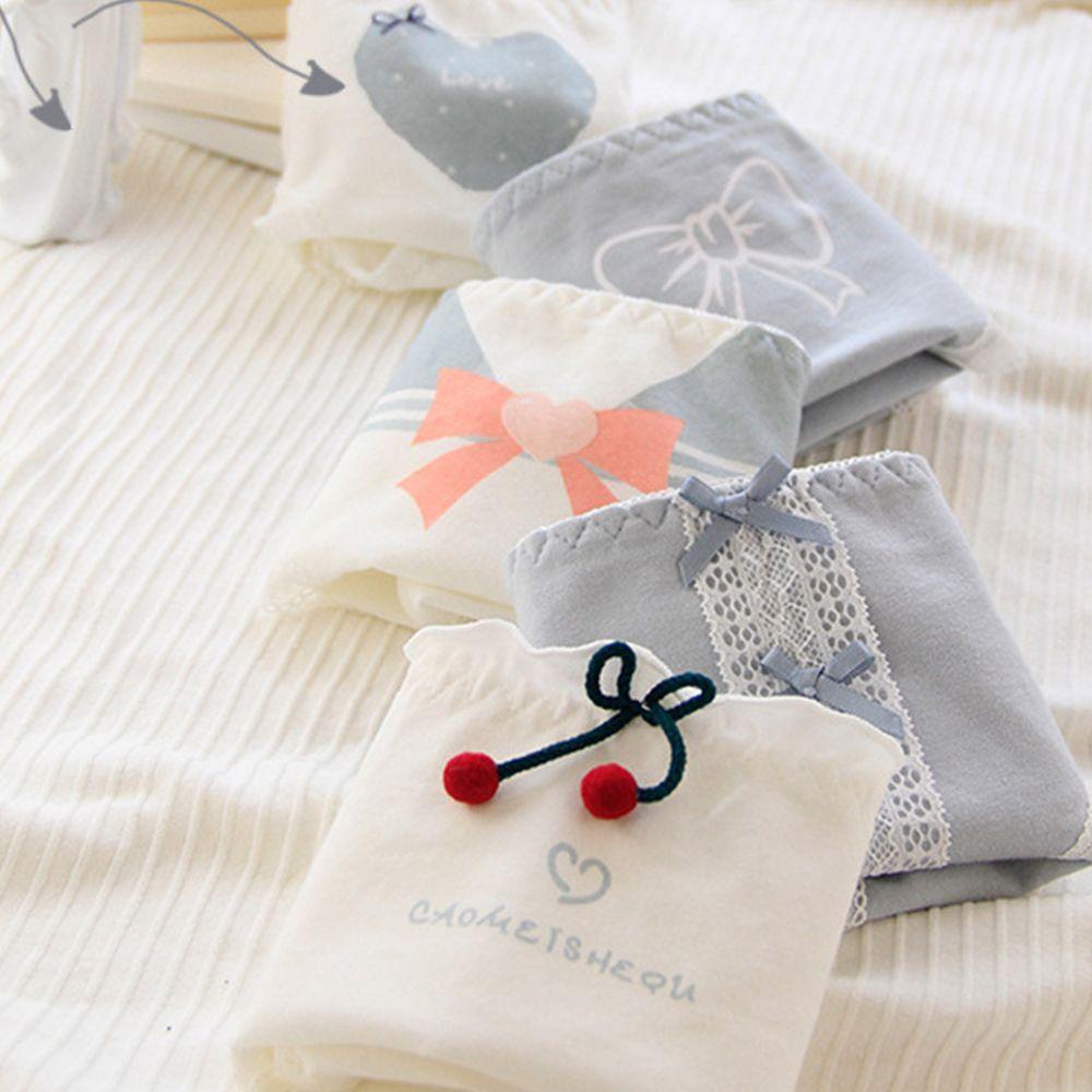 OCEANMAP Quần Lót Cotton Phối Ren Hình Trái Tim Thoáng Khí Thoải Mái Cho Nữ