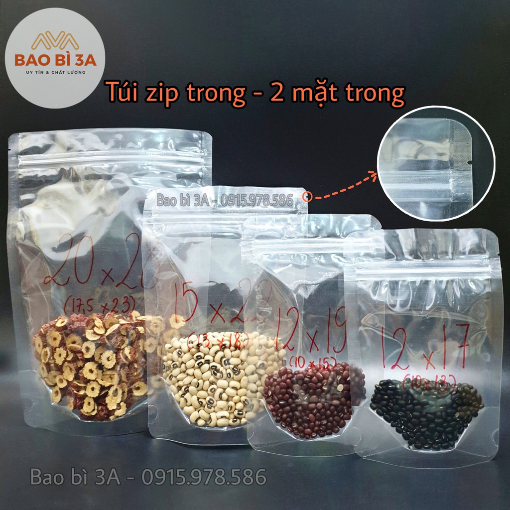 100g Túi zip trong suốt (túi zip trong đáy đứng) | 1 LẠNG