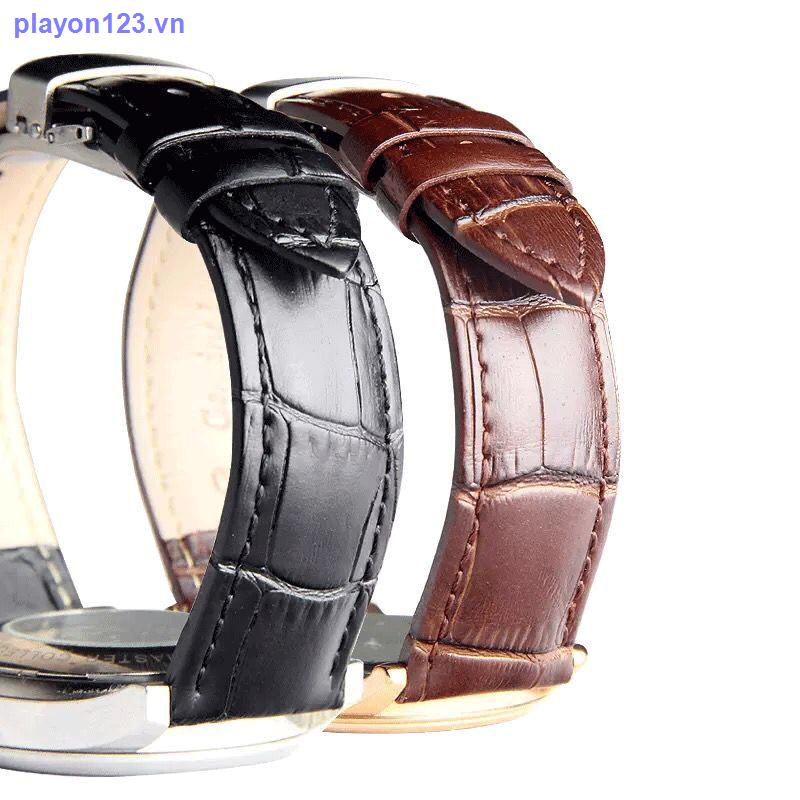 Dây Đồng Hồ Bằng Da Bò Thật Khóa Cài Hình Bướm 19 20 22 23mm