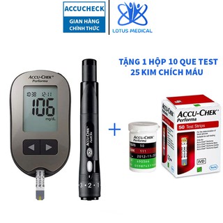 Máy đo đường huyết accu chek perfoma – máy đo tiểu đường tặng kèm 10 que thử và 25 kim chích