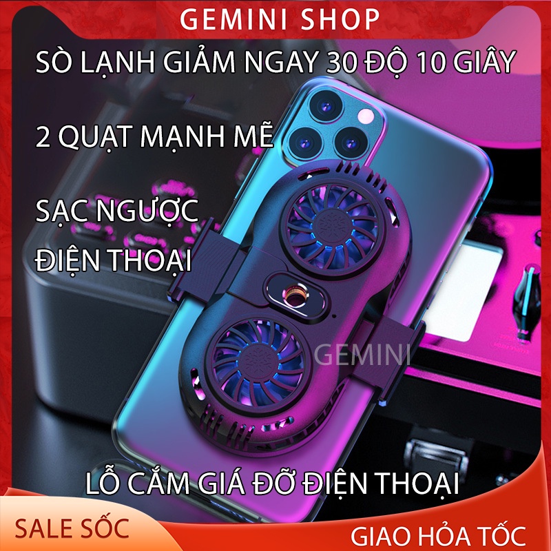 Quạt tản nhiệt điện thoại 2 quạt sò nóng lạnh memo AH102 Gaming giá rẻ GEMINI SHOP