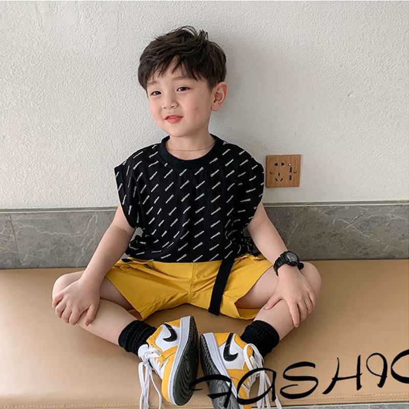 Bộ Áo Thun Không Tay + Quần Short Dáng Rộng Thoải Mái Dễ Phối Đồ Thời Trang Mùa Hè Cho Bé Trai