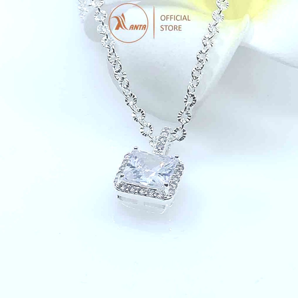 Dây chuyền nữ mặt Thiên kim mặt vuông P3 cao cấp đính đá pha lê sang trọng, vòng cổ bạc 925  ANTA Jewlery - ATJ7054