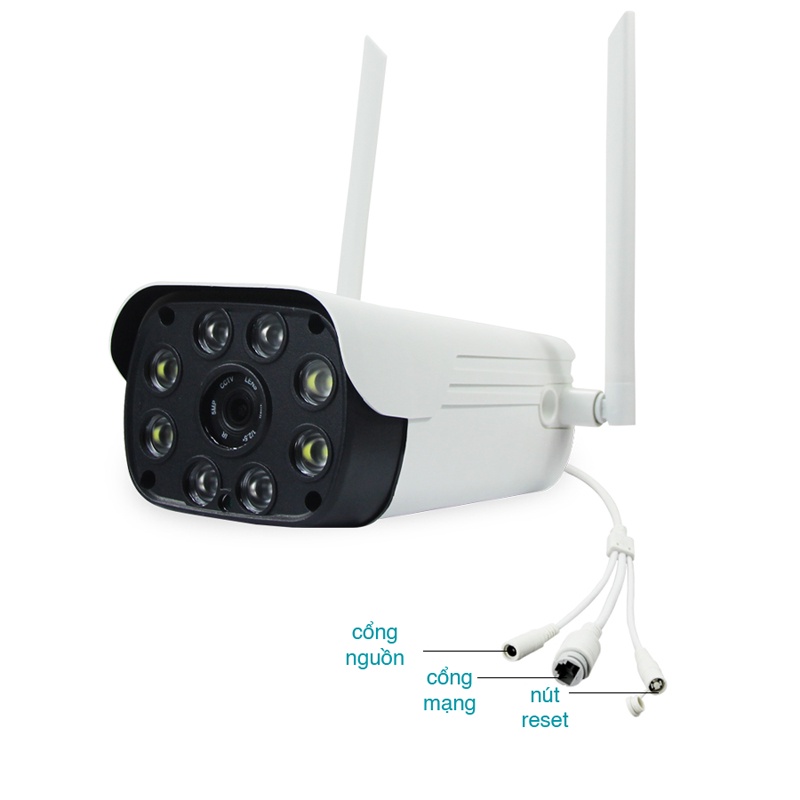 Camera IP wifi ngoài trời Yoosee 318s 2 Râu 3.0 Mpx độ phân giải 2304 x 1296 4 led sáng 4 led hồng ngoại - đàm thoại