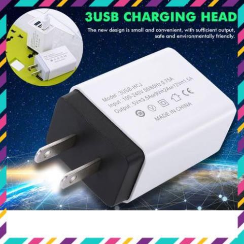 Củ Sạc Nhanh 3 cổng USB 5V-3A,2A,1.5A Sạc Nhanh Cho IPhone.Ipad.SamSung.OPPo... Tiện Lợi Nhỏ Gọn
