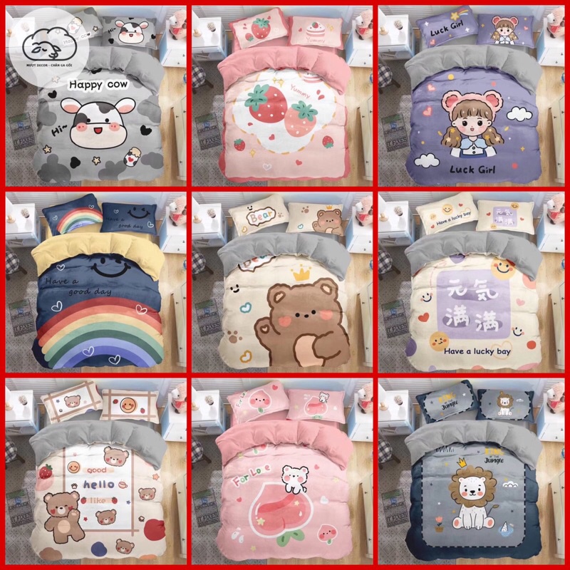 Ga Nỉ Nhung ❤️ Bộ Chăn Ga Gối Nỉ Nhung Hình 3D Nhiều Mẫu Mới 2021 dày ấm phong cách Hàn Quốc nhập khẩu cao cấp