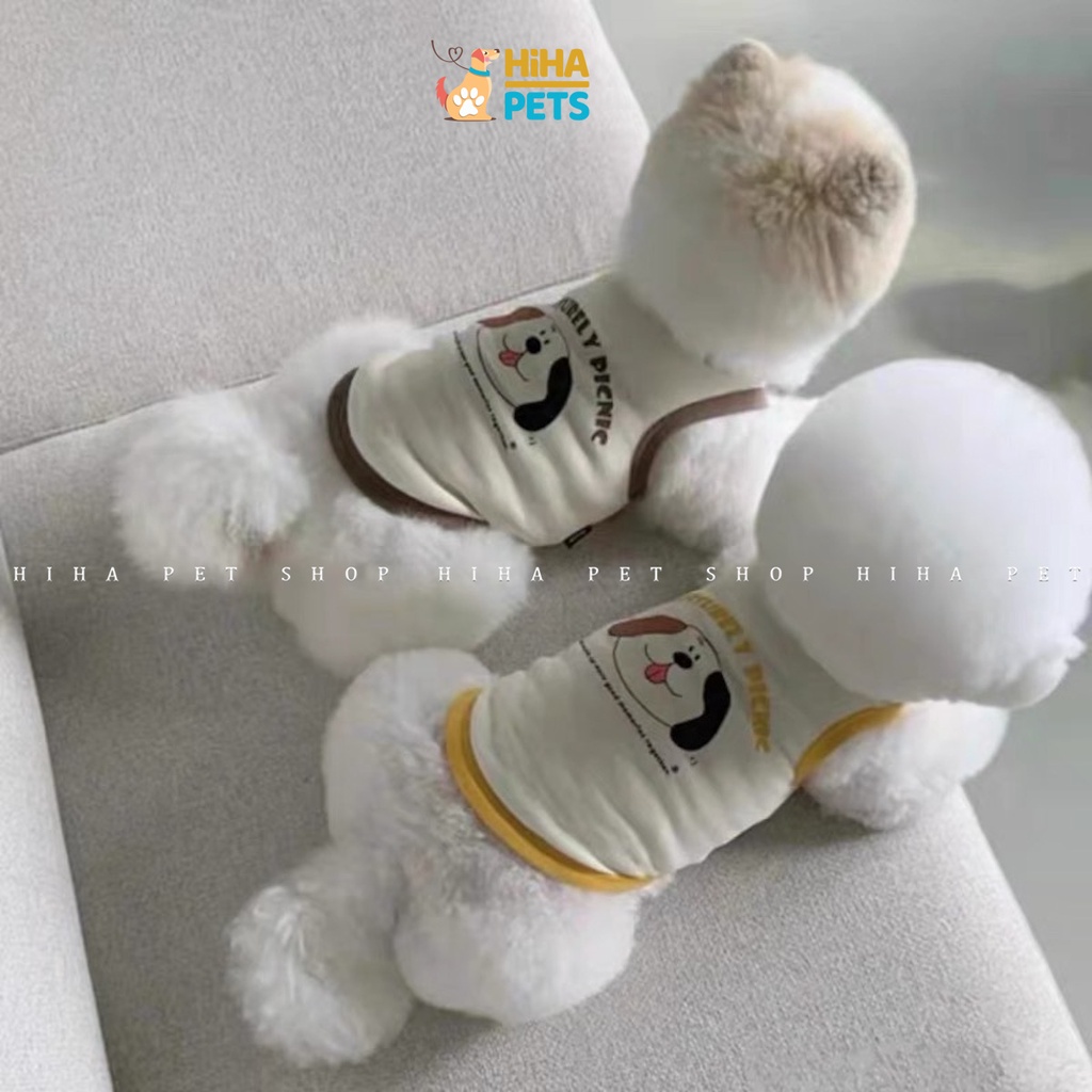 Áo Thun Cho Chó Mèo Vải Cotton Mát Mẻ Quần Áo Thú Cưng Ba Lỗ Mùa Hè Dễ Thương Hihapet.