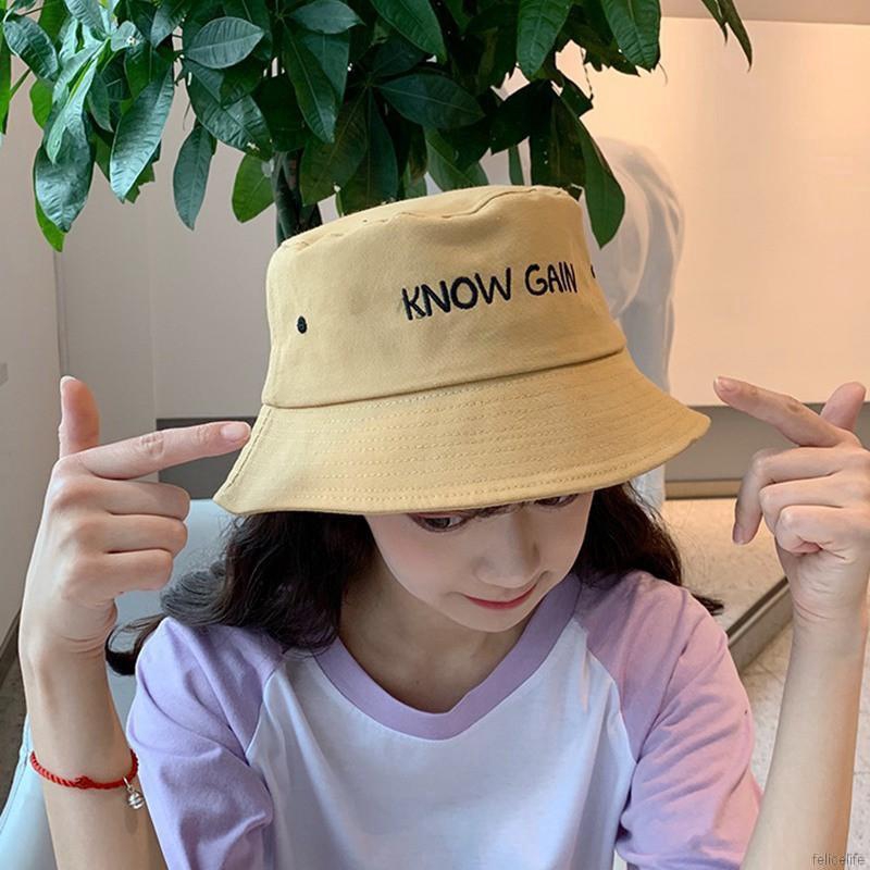 Nón Bucket hoạ tiết chữ thêu phong cách năng động cho nam và nữ