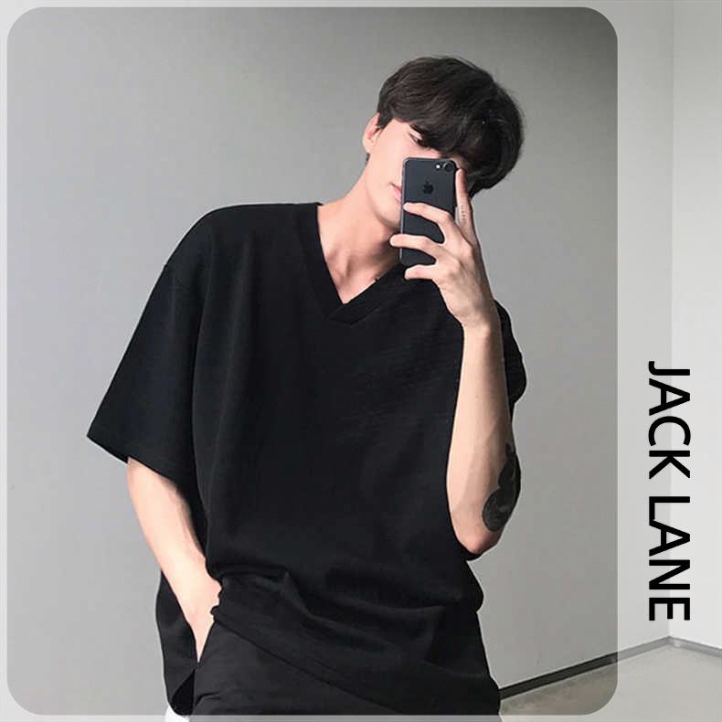 Áo phông Oversize VCollar, Áo cộc tay cổ V Unisex Jack Lane