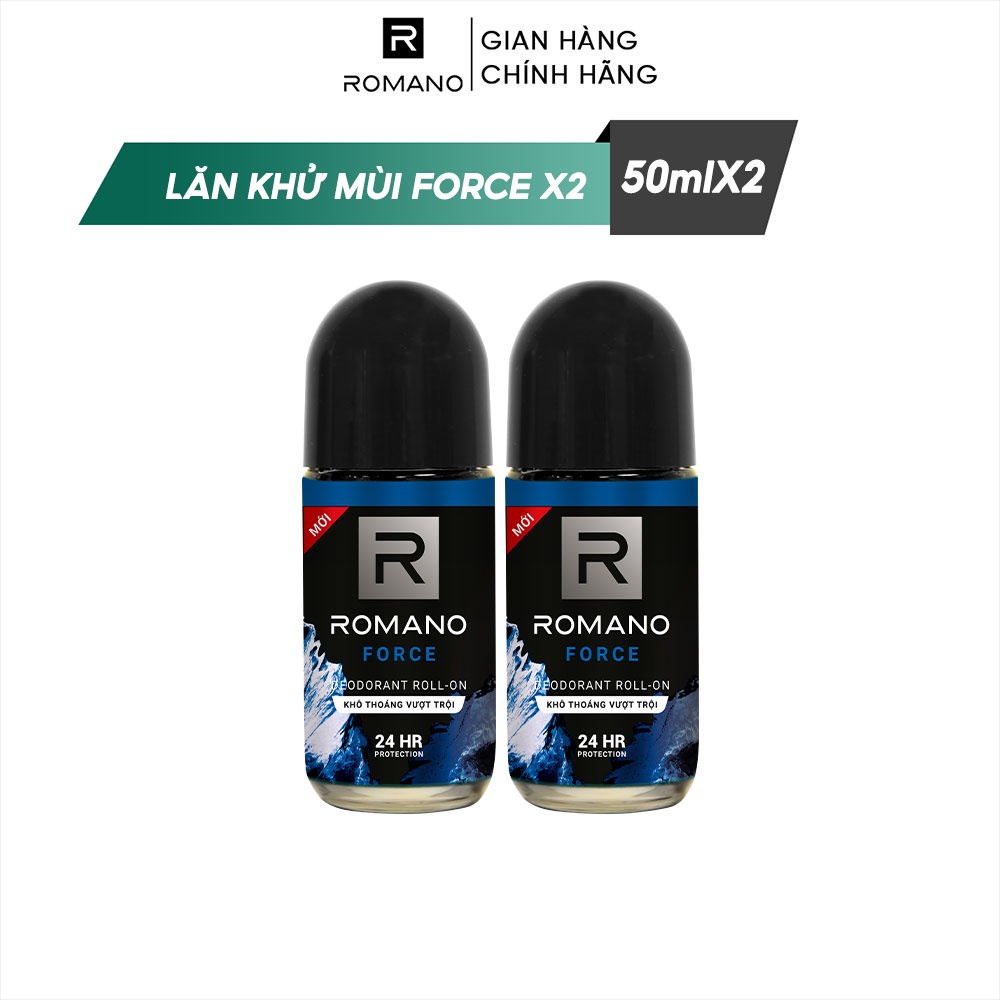 Combo 2 Lăn khử mùi nam Romano kháng khuẩn &amp; khô thoáng cả ngày 50ml/chai