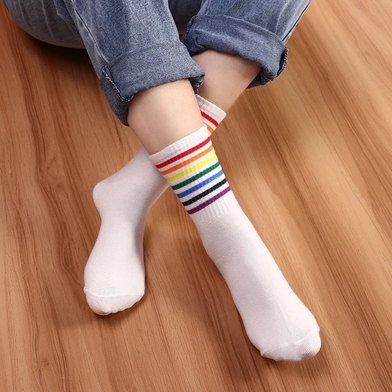 Tất Chân Kẻ Sọc Nhiều Màu Thời Trang Hàn Quốc