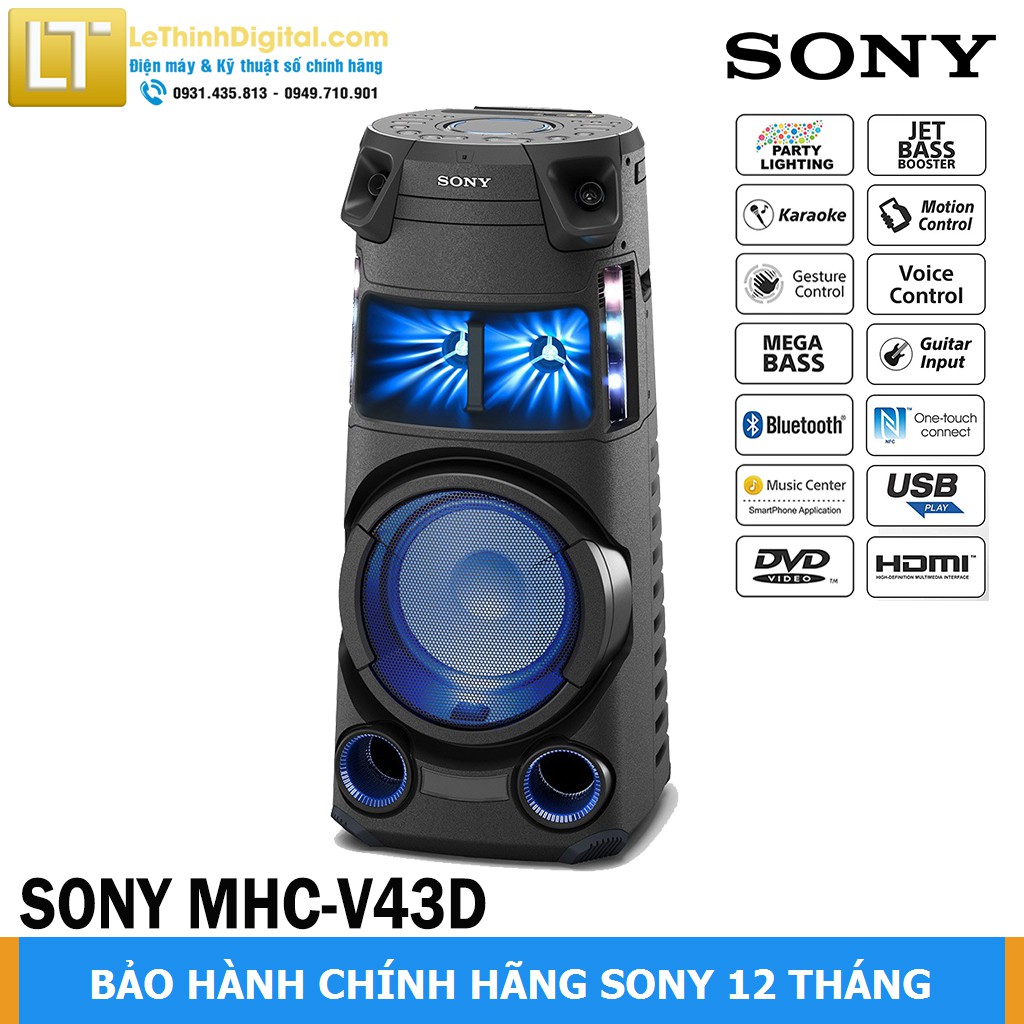 [Giao miễn phí tại TP.HCM] Dàn âm thanh HiFi Sony MHC-V43D - Hãng phân phối - Bảo hành chính hãng 12 tháng