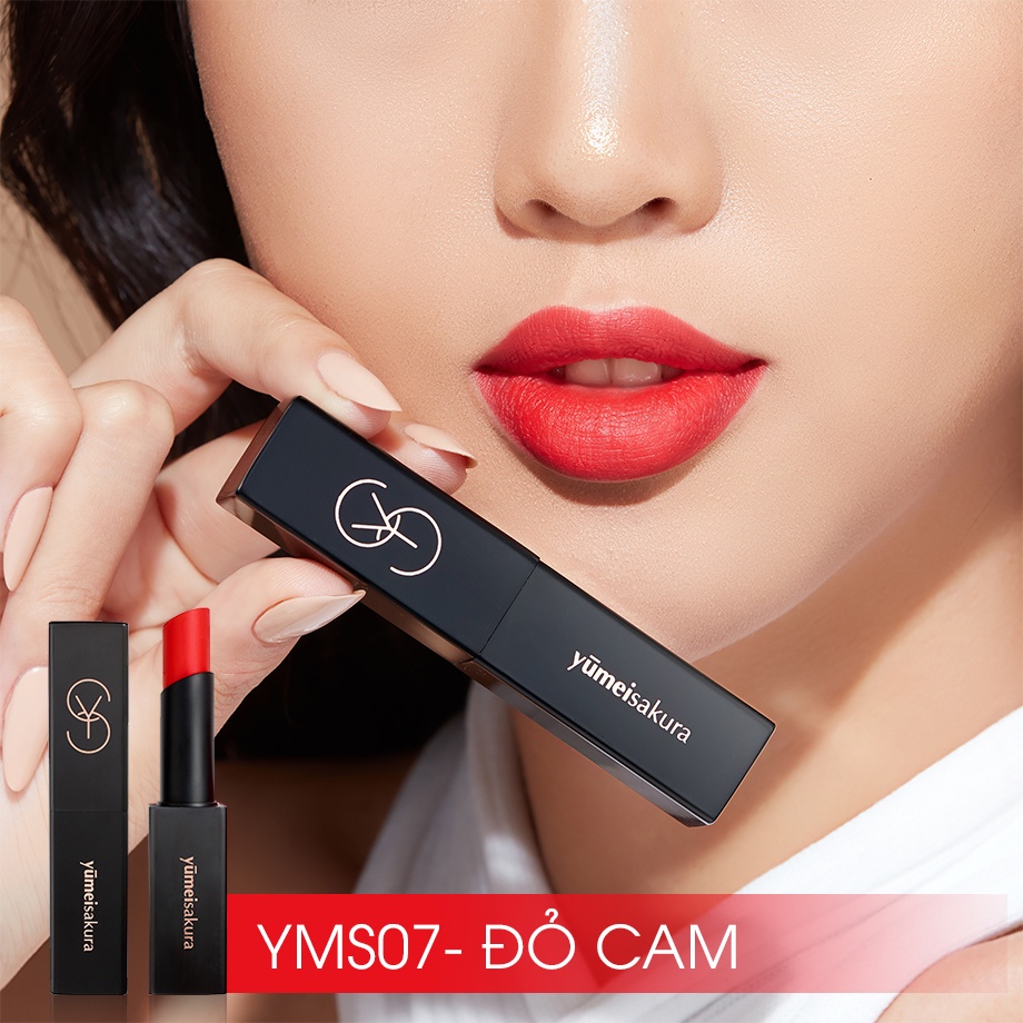 [Hàng mẫu] Son Yumeisakura Matte Revolution Lì Mịn Siêu Dưỡng màu Đỏ Cam YMS07 3.5gr