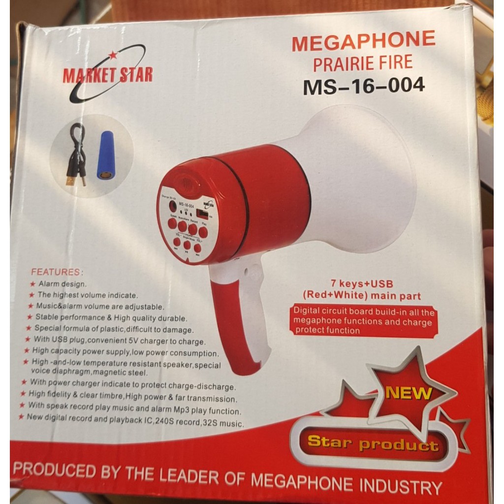 Loa phóng thanh cầm tay, Loa bán Hàng Mini Megaphone,Ghi Âm, Phát Lại Có Cổng USB