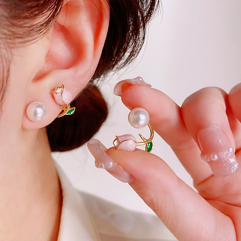 Bông Tai Mạ Bạc 925 Đính Ngọc Trai Đơn Giản Không Gây Dị Ứng Thời Trang Cho Nữ