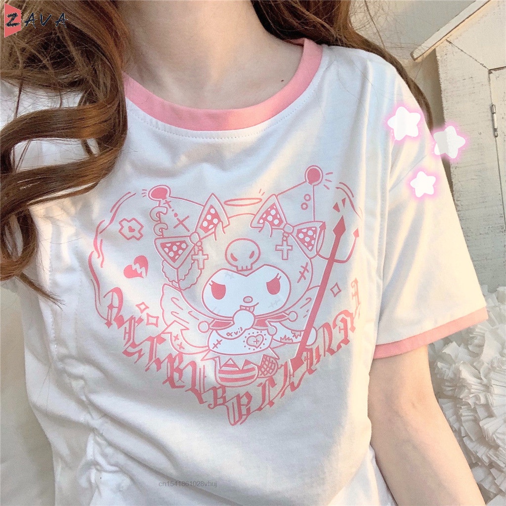 ✿✿✿ Áo Thun Tay Ngắn Mềm Mại In Họa Tiết Kuromied Kiểu Lolita Nhật Bản Thời Trang Mùa Hè Cho Nữ