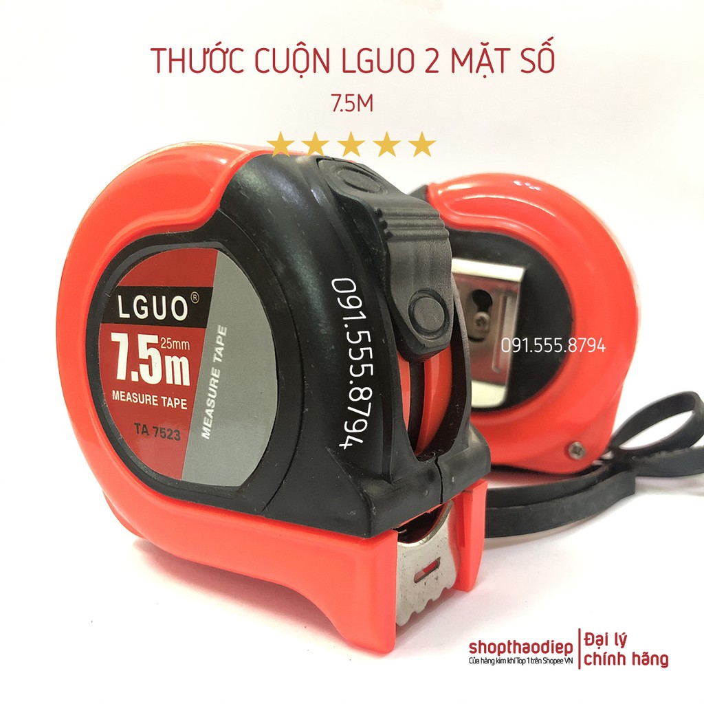 [HÀNG XỊN] Thước Cuộn 5m - 7.5m LGUO 2 mặt số bản 25mm, Thước Dây LGUO Số To và Lỗ Ban