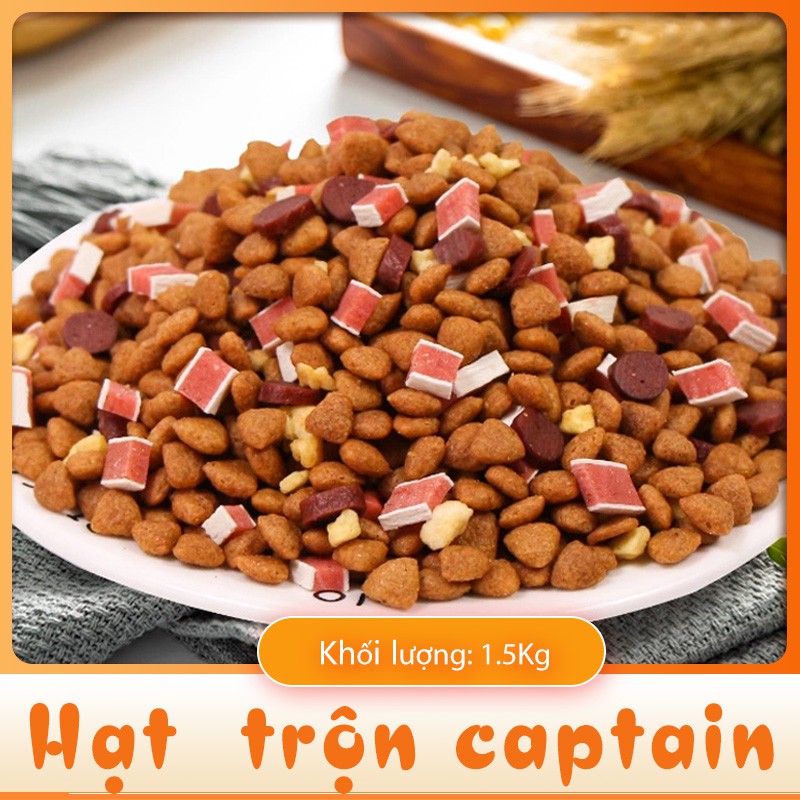 Hạt trộn pho mai, thịt bò, cá hồi CAPTAIN cho chó túi 1.5Kg - Hạt thức ăn cho chó nhỏ và chó trưởng thành