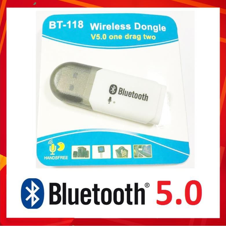 USB Bluetooth 5.0 Dongle BT-118 chống nhiễu chuyên dùng loa xe ô tô xe hơi xe tải -  loa có cổng usb