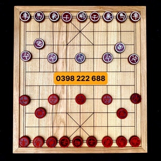 Bàn cờ tướng, bộ cờ tướng và quân bằng gỗ loại lớn hoàn thiện như hình