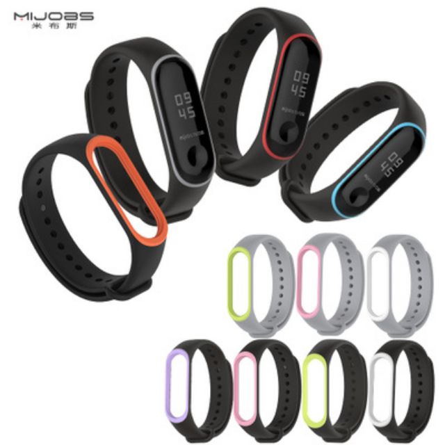 Dây đeo MIJOBS chính hãng viền màu cho Xiaomi Miband 3 Xiaomi Miband 4