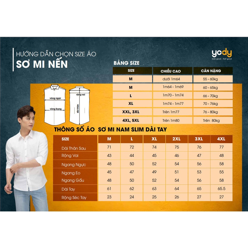 Áo sơ mi nam YODY tay dài, kẻ sọc caro SMM4081
