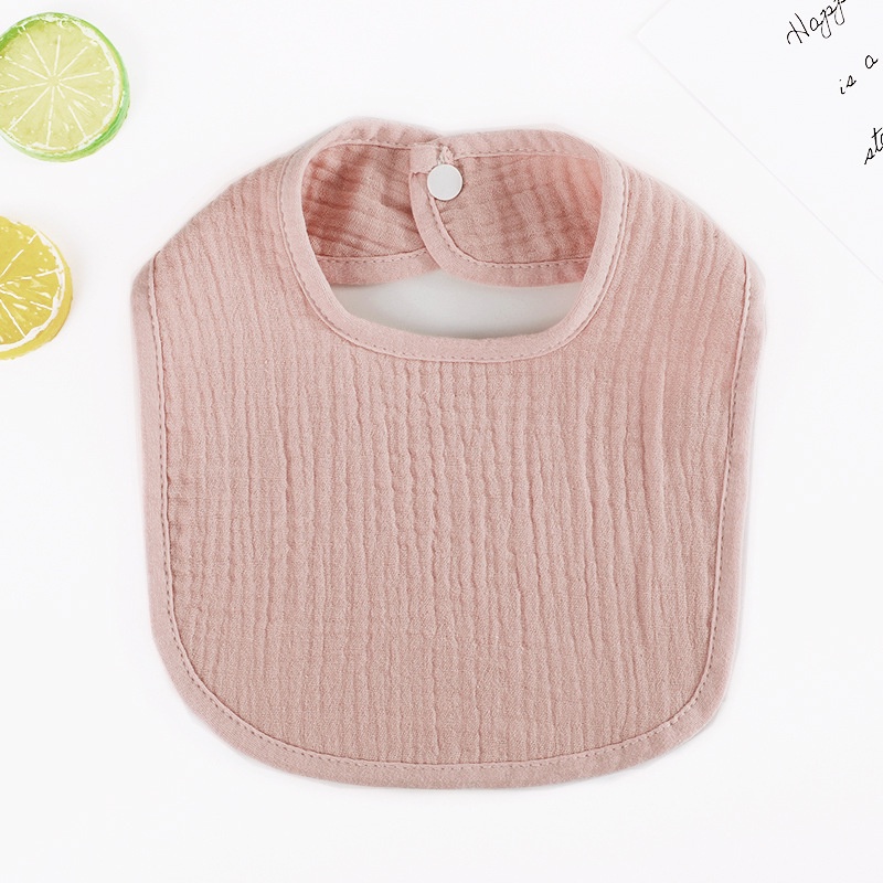 Yếm ăn Cotton cổ tròn màu trơn chống thấm nước thời trang mới cho bé