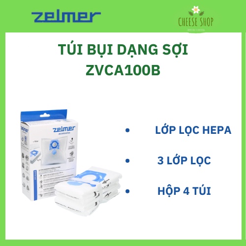 Túi đựng bụi dạng sợi Zelmer ZVCA100B cho máy hút bụi, hộp 4 túi+ 1 miếng lọc, phụ kiện máy hút bụi