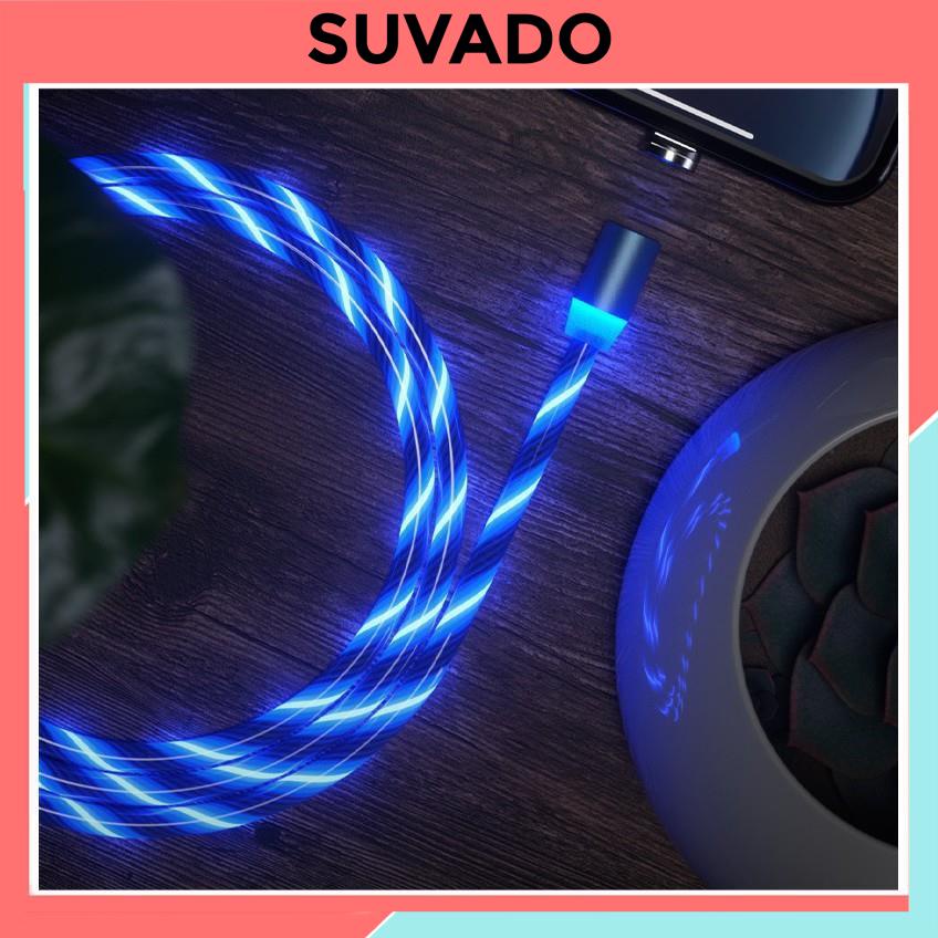 Tặng 3 đầu sạc- Dây Cáp Sạc Nam Châm Phát sáng Xoay 360 Độ, Từ Tính Hit Mạnh, cáp sạc đèn LED, dây sạc nam châm