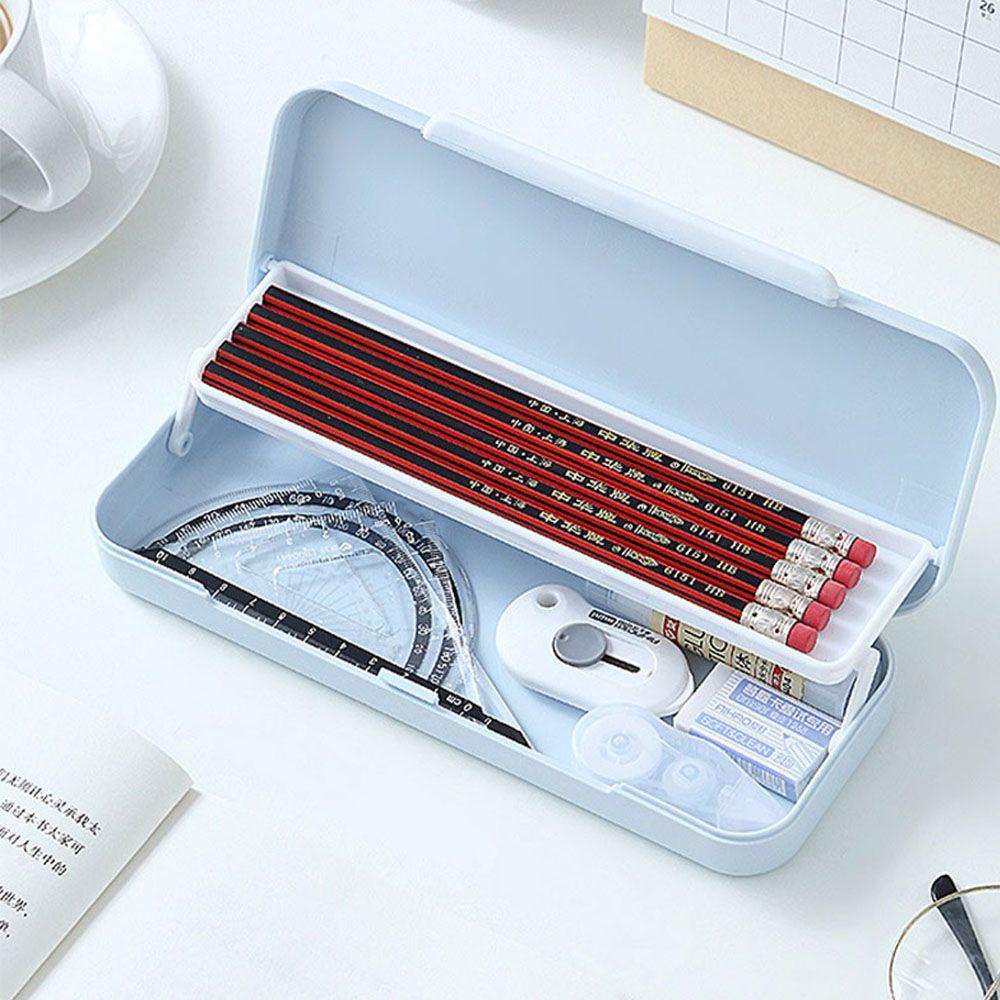 PEWANY Túi Đựng Bút Hai Lớp Màu Đất Chống Nước Sức Chứa Lớn Ốp