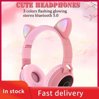 Bluetooth V5.0 Cute Cat Ear Headphone For Ladie Liver Youtuber Tiktok Bigo Work time