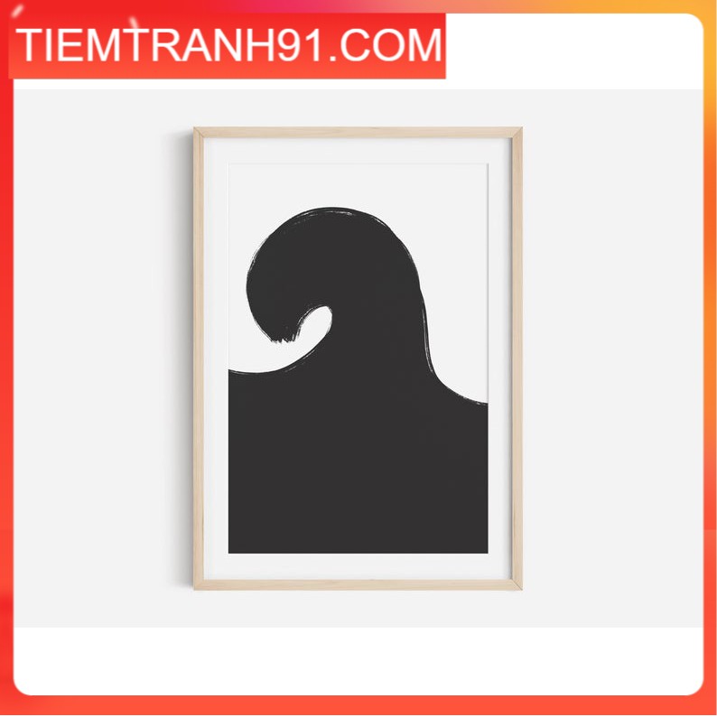 Tranh treo tường | Tranh nghệ thuật trừu tượng -Wave Print, Black Abstract Art Print, Black and White Abstract Art