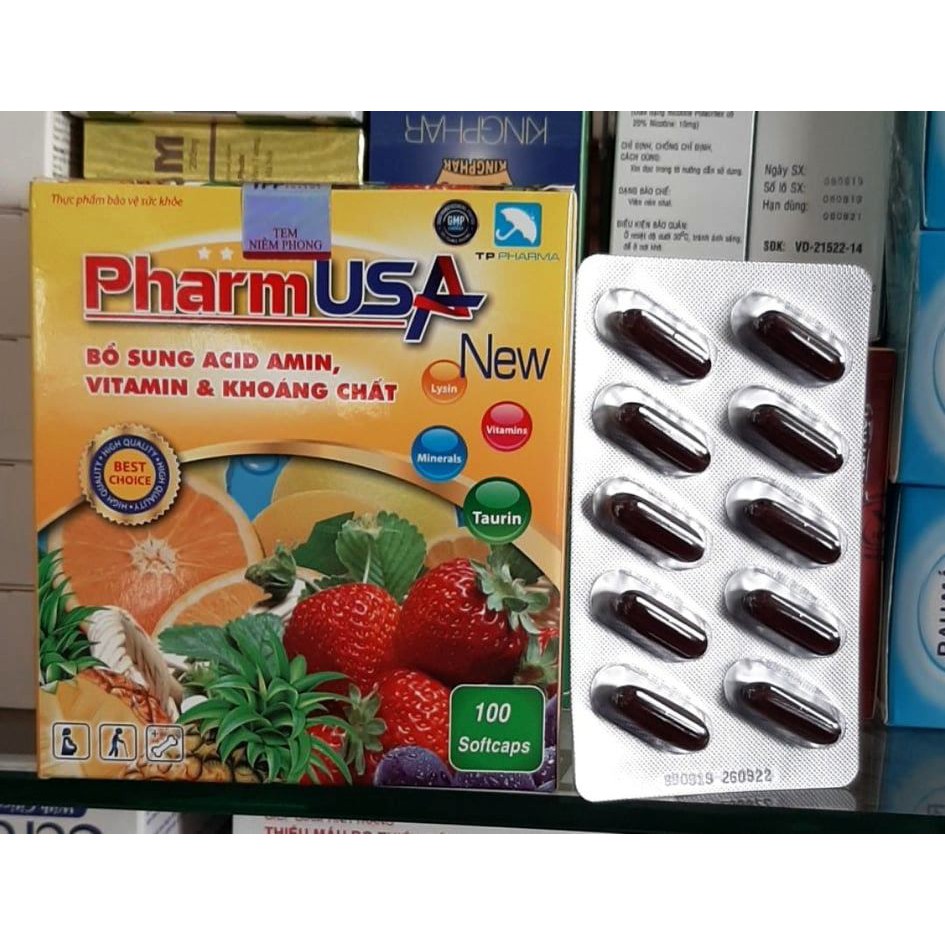 PHARMUSA NEW bổ sung vitamin và khoáng chất hộp 100 viên (pharm usa)