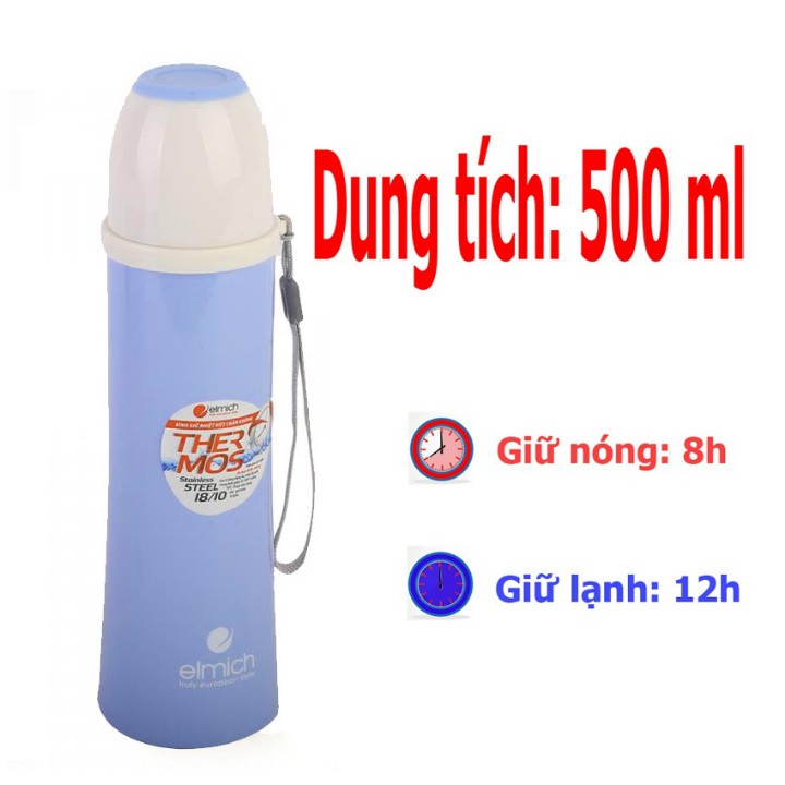 Bình giữ nhiệt Inox 304 nhập khẩu CH Séc Elmich EL6491 500ml Bảo hành 12 tháng