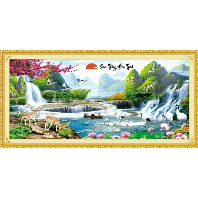 Tranh thêu kín SƠN THỦY HỮU TÌNH Mn003 (149×55cm)