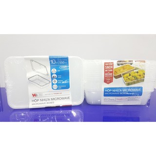 Combo 10 Hộp nhựa vuông 550ml Microwave ( Thuận Lợi )