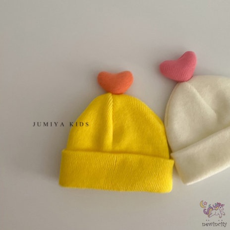 Mũ dệt kim phối hình trái tim đáng yêu cho em bé