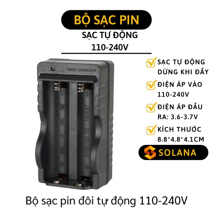 Cục Sạc Pin - Bộ Sạc Pin Đôi 18650, Tự Động Ngắt Khi Sạc Đầy Bảo Vệ Pin 6618