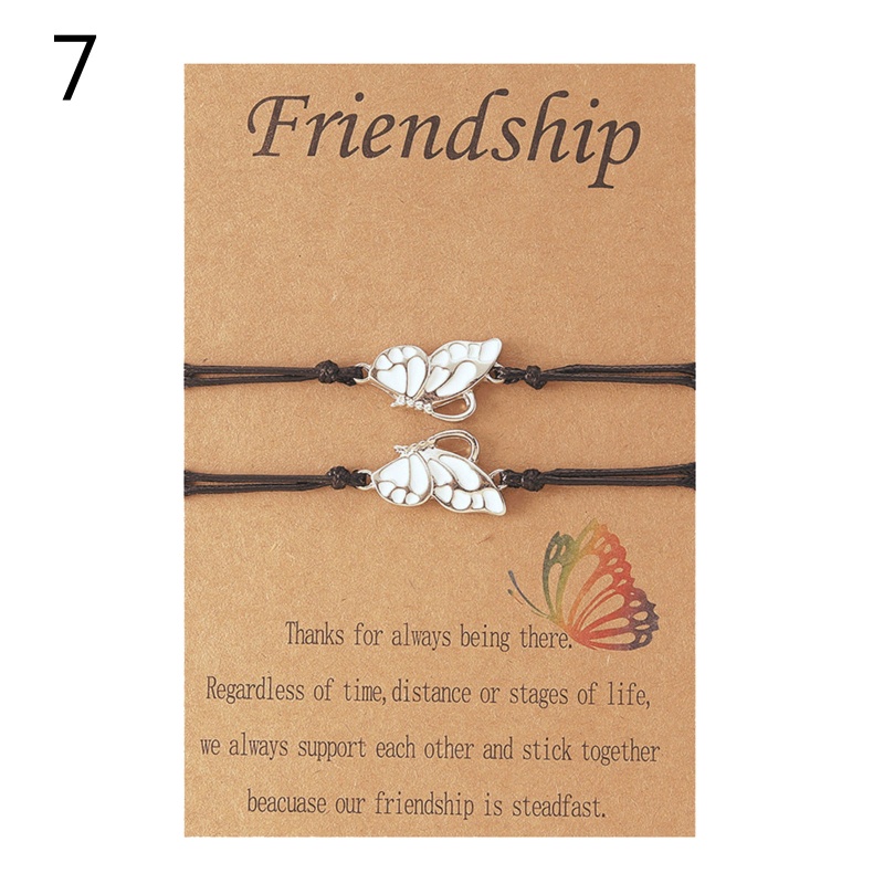 Set 2 Vòng Tay Dây Bện Mặt Hình Bướm Dành Cho Cặp Đôi / Tình Bạn